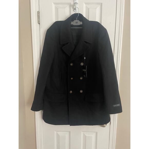 Mens Lauren Ralph Lauren Luke Wool Blend Classic Fit Black Peacoat, C9